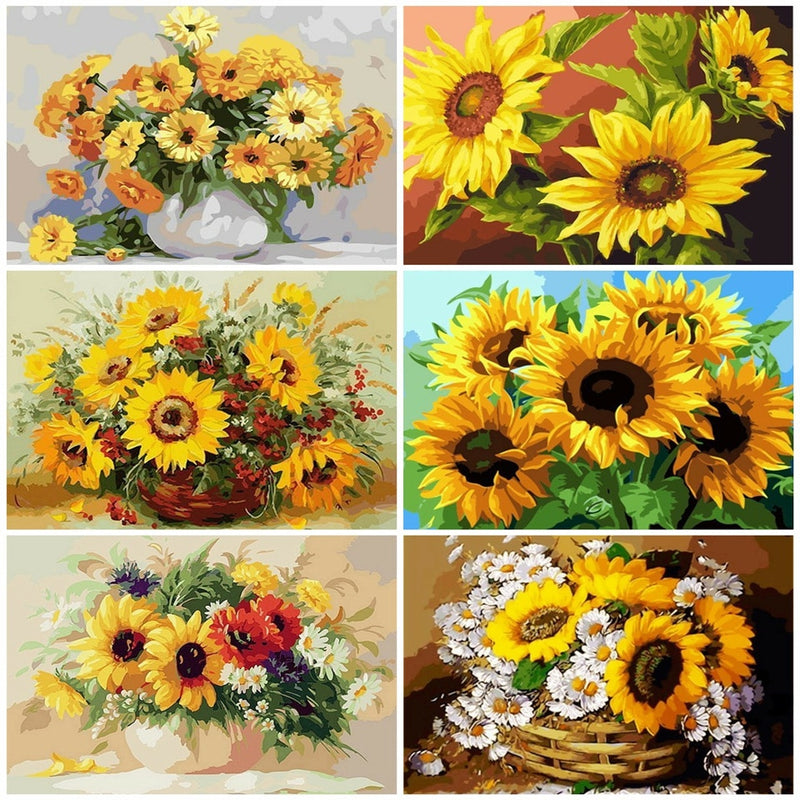 Painting By Numbers Oil Painting Sunflower Home Decor