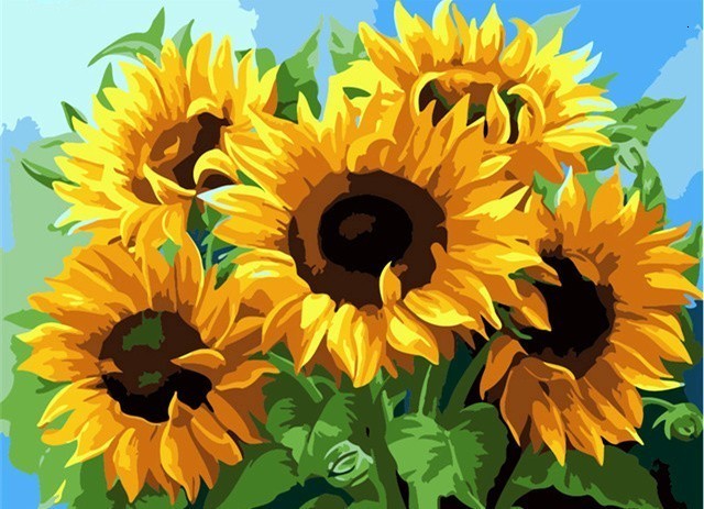 Painting By Numbers Oil Painting Sunflower Home Decor