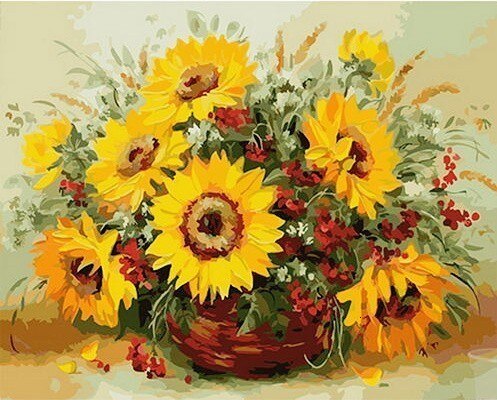 Painting By Numbers Oil Painting Sunflower Home Decor