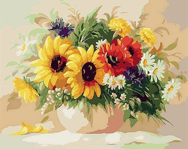 Painting By Numbers Oil Painting Sunflower Home Decor