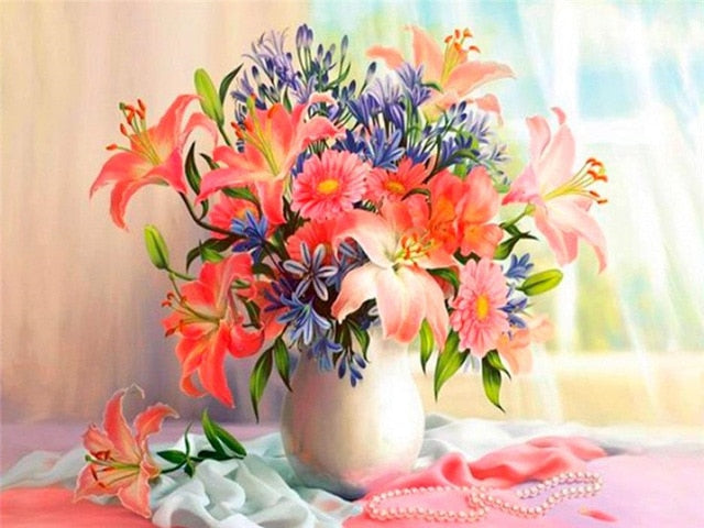 Painting By Numbers Oil Painting Flowers Home Decor