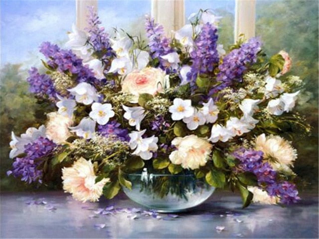 Painting By Numbers Oil Painting Flowers Home Decor