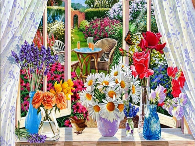 Painting By Numbers Oil Painting Flowers Home Decor