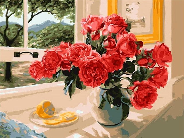 Painting By Numbers Oil Painting Flowers Home Decor