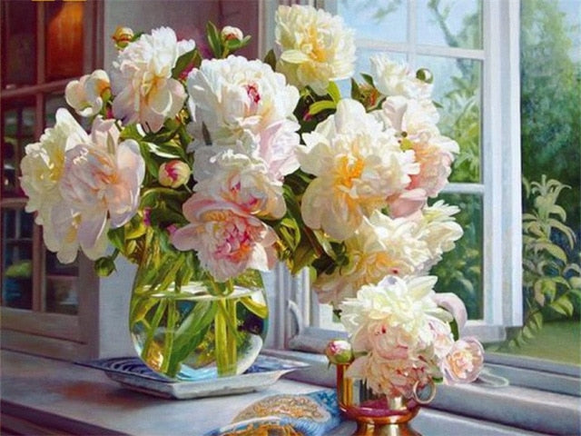 Painting By Numbers Oil Painting Flowers Home Decor