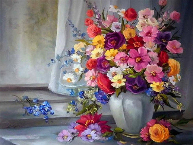 Painting By Numbers Oil Painting Flowers Home Decor