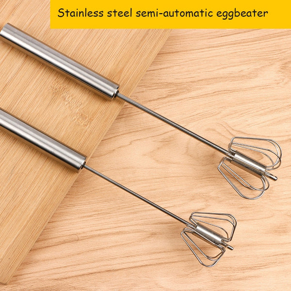 Easy Whisk Semi-automatic Eggbeater Manual Self Turning Stainless Steel