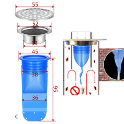 Sewer Strainer Drainer Anti-odor Pest Control Backflow Preventer for Bathroom, Kitchen, Floor Drain