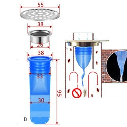 Sewer Strainer Drainer Anti-odor Pest Control Backflow Preventer for Bathroom, Kitchen, Floor Drain