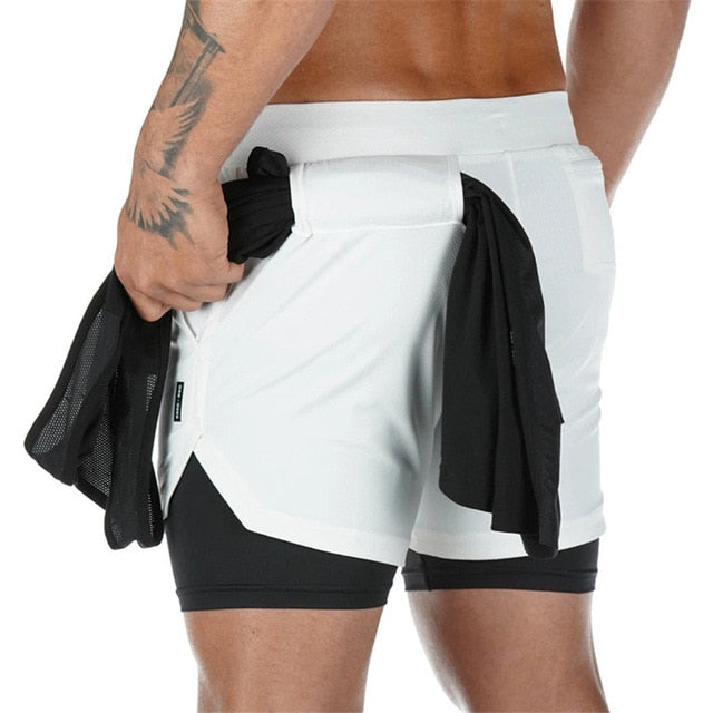 Quick Dry 2-in-1 Secure Pocket Shorts for Men - Gym Sport Shorts, Fitness Jogging Workout Shorts Men