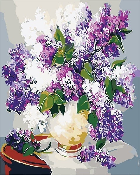 Painting By Numbers Oil Painting Flower Vase Home Decor