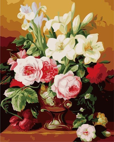 Painting By Numbers Oil Painting Flower Vase Home Decor