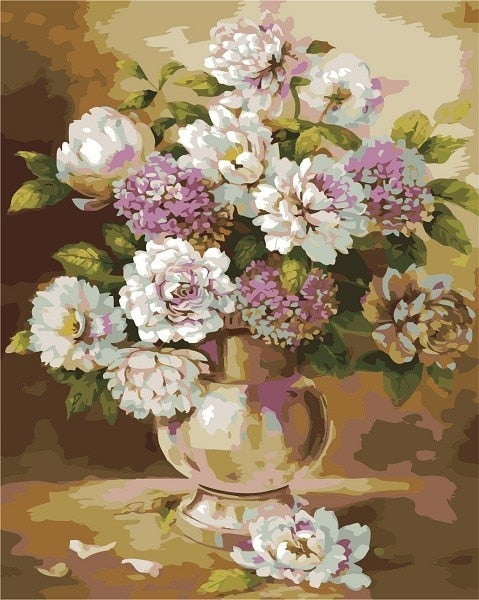 Painting By Numbers Oil Painting Flower Vase Home Decor