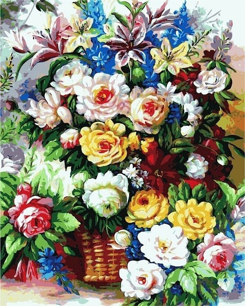 Painting By Numbers Oil Painting Flower Vase Home Decor