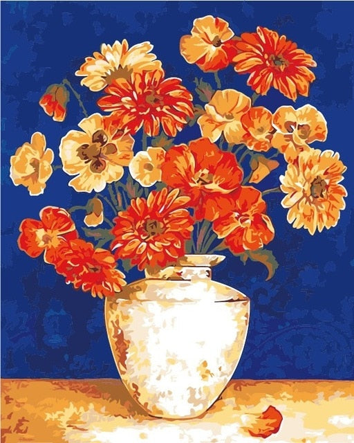 Painting By Numbers Oil Painting Flower Vase Home Decor