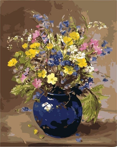 Painting By Numbers Oil Painting Flower Vase Home Decor