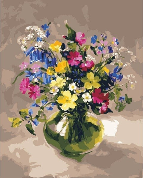 Painting By Numbers Oil Painting Flower Vase Home Decor