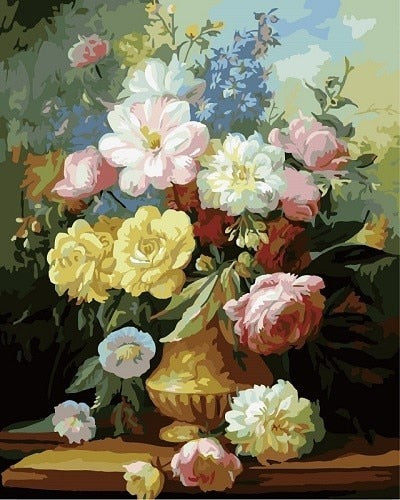 Painting By Numbers Oil Painting Flower Vase Home Decor