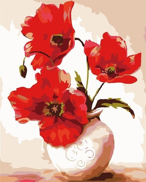 Painting By Numbers Oil Painting Flower Vase Home Decor