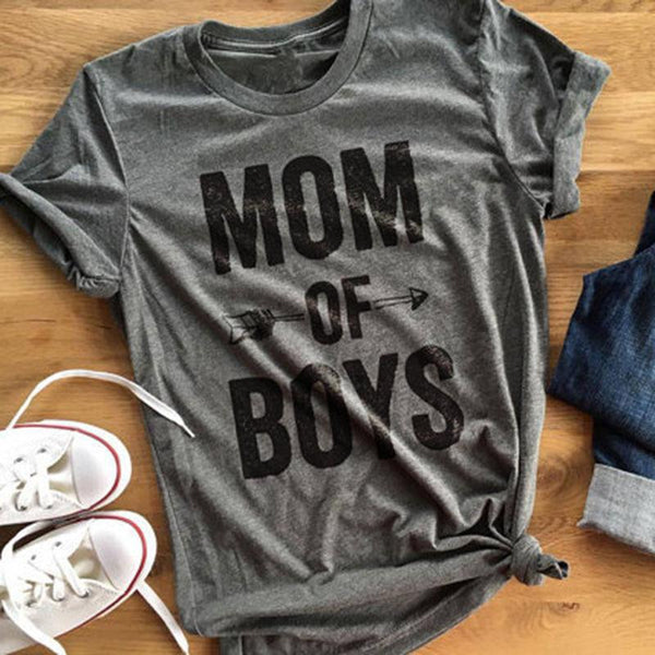 New Fashion Casual Shirt letter MOM-OF-BOYS t-shirt