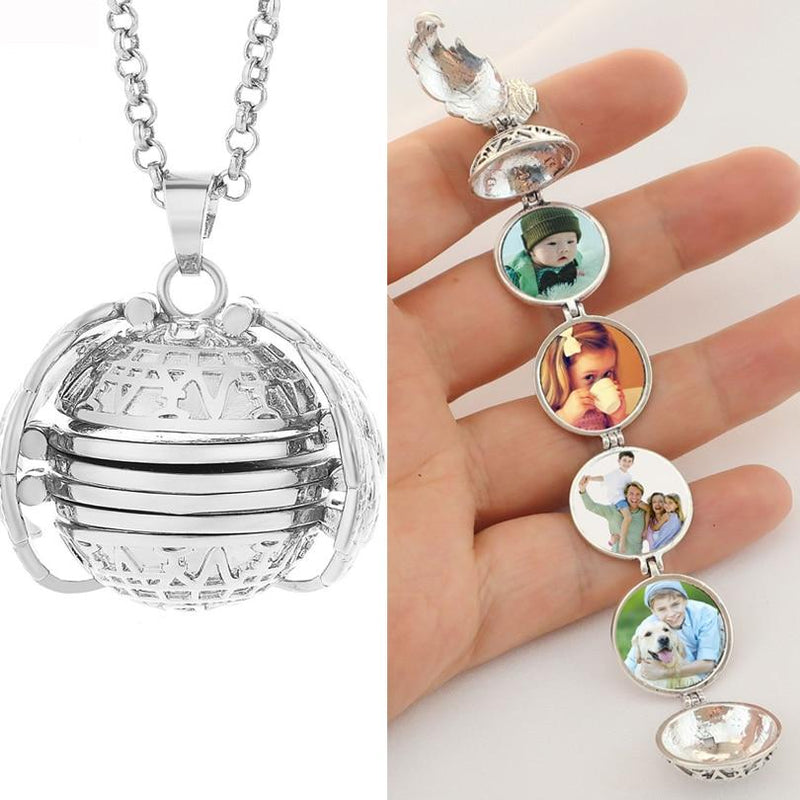 Photo Pendant Locket Necklace Angel Wings